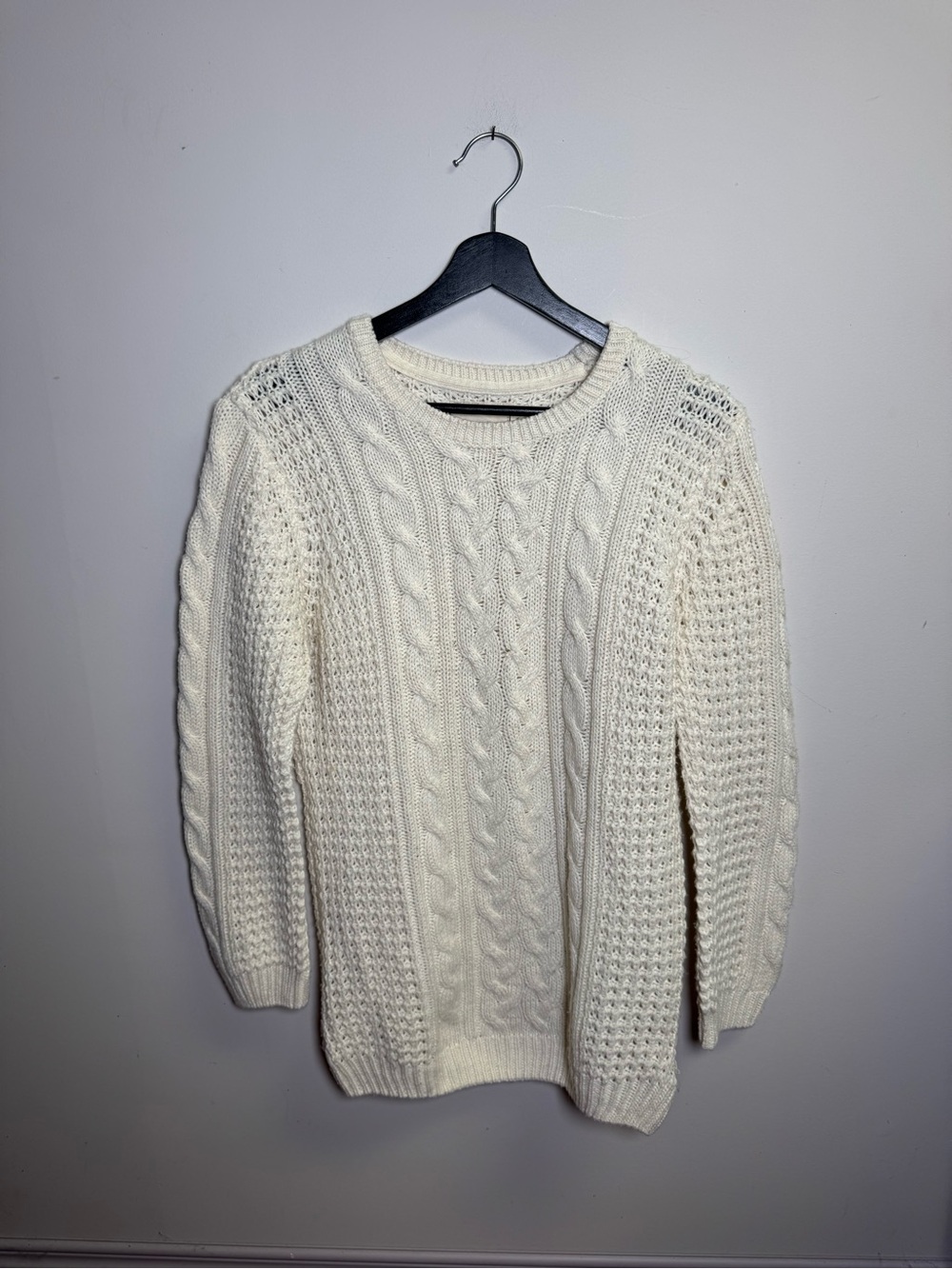 Urban Heritage Cream Cable Knit Crew Sweater